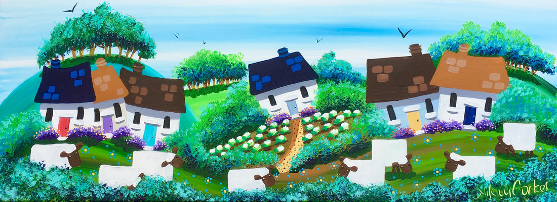 Cottages and Cauliflowers Framed Original Painting - Nikky Corker_Just Makers