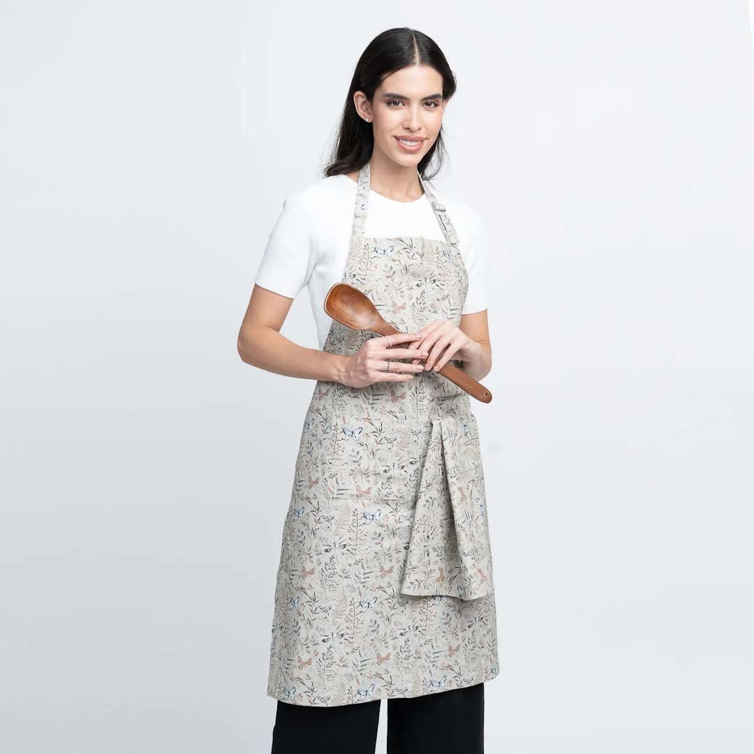 Cotton Apron Ferns and Dragonflies Design - Pattern Passion - Just Makers Pattern Passion