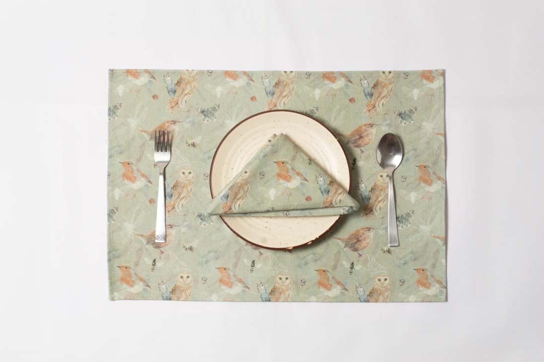 Cotton Table Placemat Garden Birds Design - Pattern Passion - Just Makers Pattern Passion