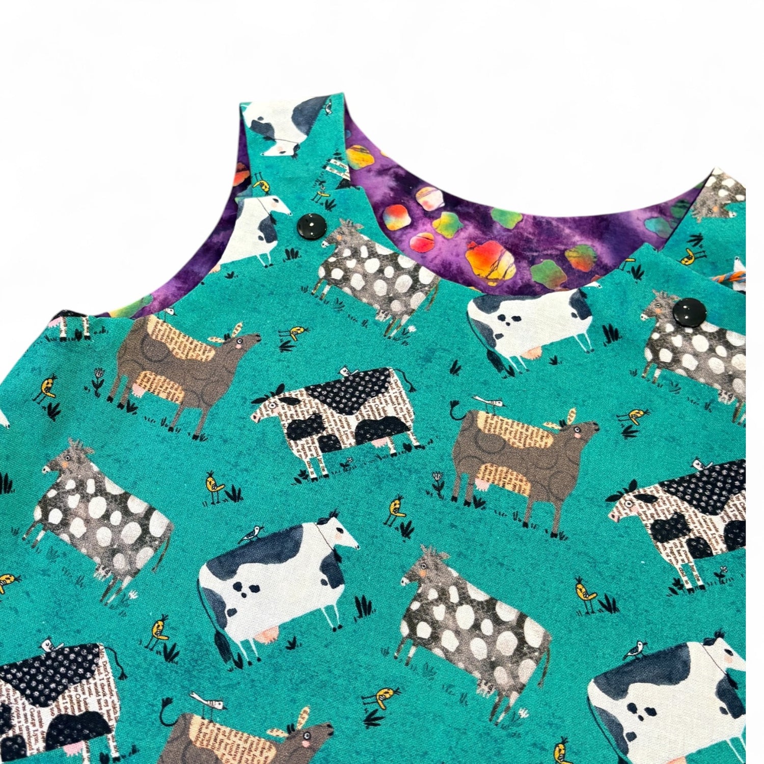 Cow and Purple Pattern Reversible Dress 2-3 Years - Jumplings Clothes_Just Makers