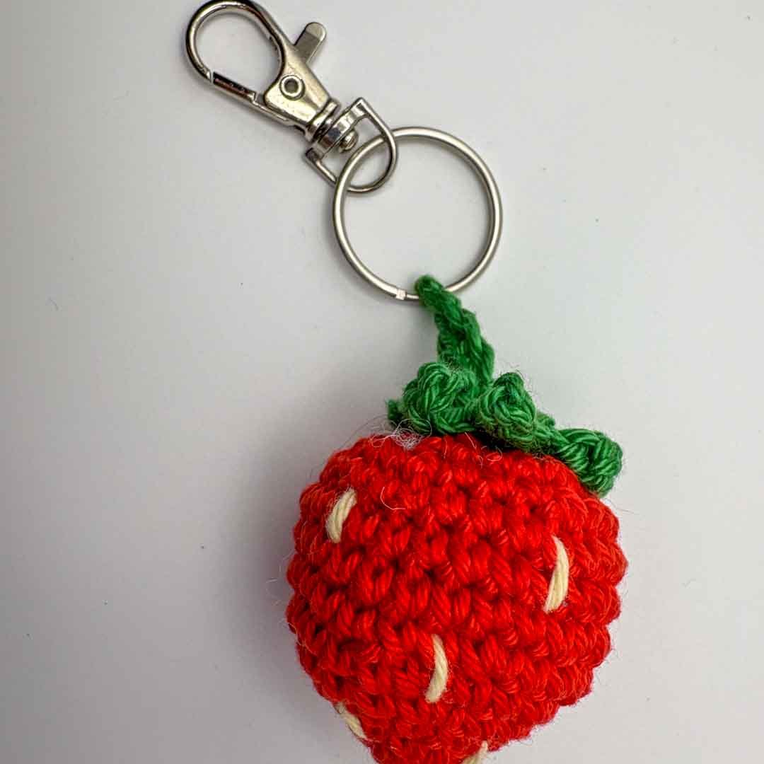 Crochet Strawberry Keyring - Hooked on Yarn - Just Makers Hooked on Yarn