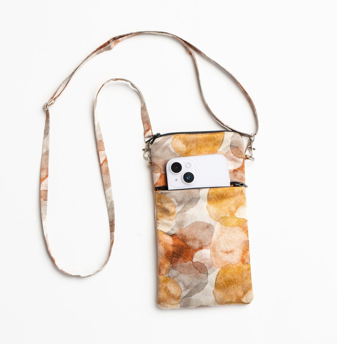Cross Body Silk Golden Abstract Phone Bag - Pattern Passion_Just Makers