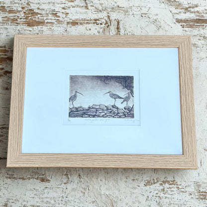 Curlews Gather, Moving On Original Framed Etching - Moira McTague_Just Makers