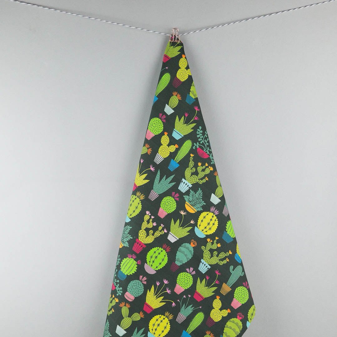 Dark Cactus Tea Towel Maggie Magoo Designs - Just Makers Maggie Magoo Designs