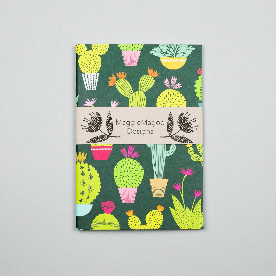 Dark green cactus notebook by Maggie Magoo Designs_Just Makers