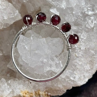 Delicate Garnet Silver Ring - Hart, Body and Soul_Just Makers