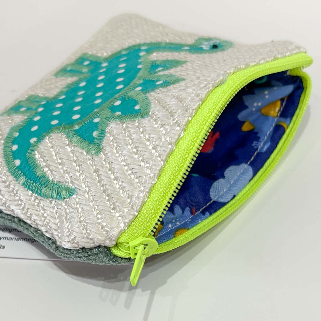 Dinosaur Purse Green Inner Made by Marianne_Just Makers