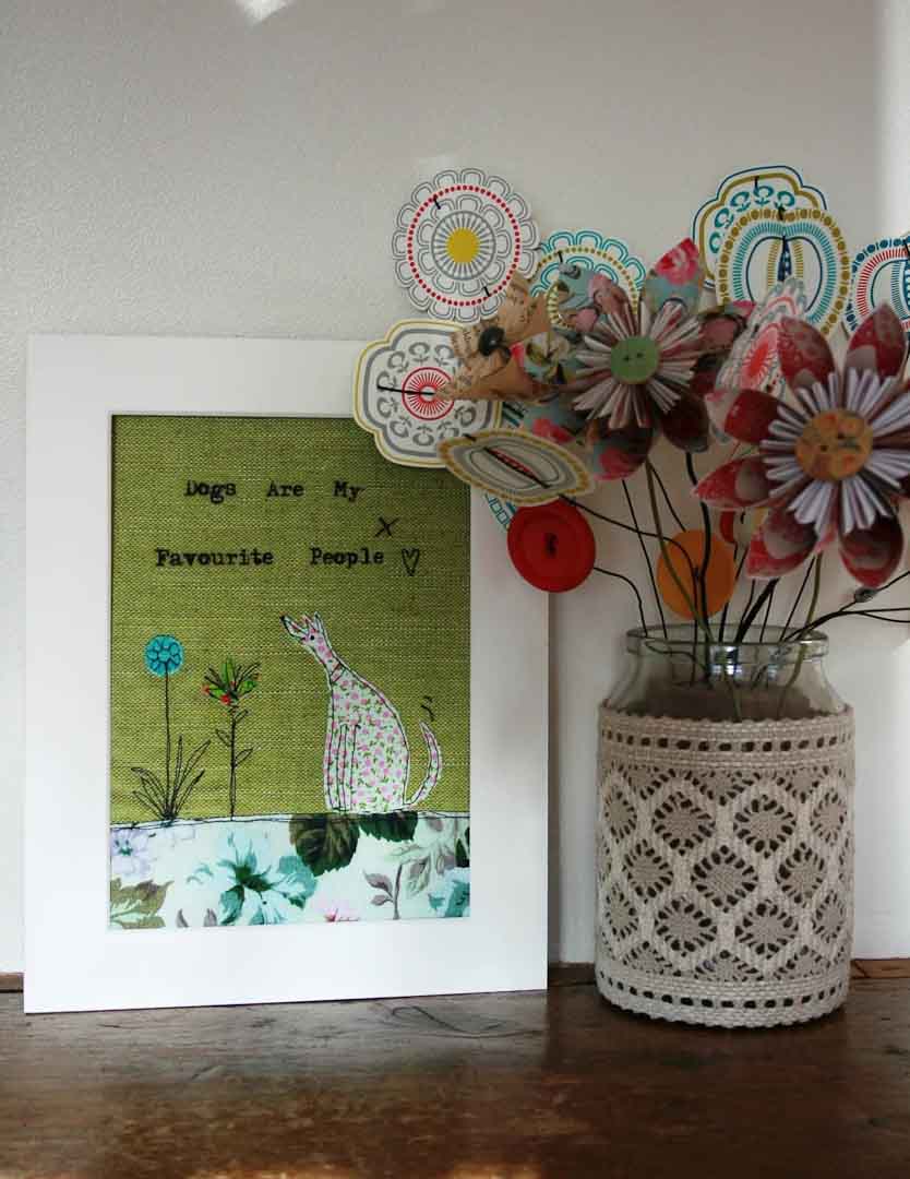 Dogs are my Favourite People Mounted Print - Touchy Feely Textiles_Just Makers
