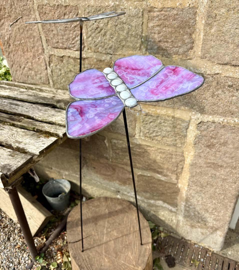 Dragonfly Glass Art Butterfly Stake (medium) - Just Makers Dragonfly Glass Art