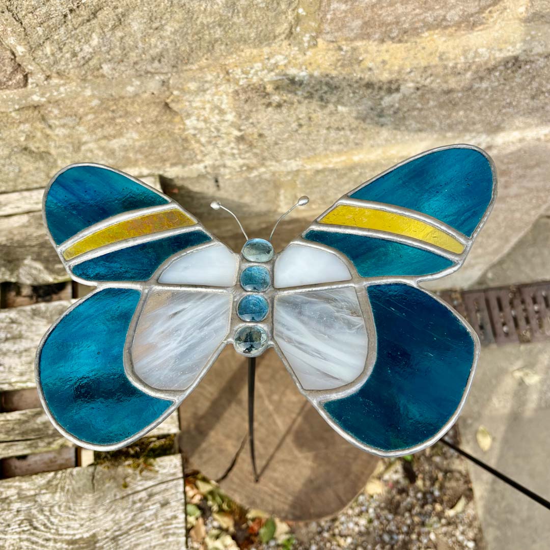 Dragonfly Glass Art Butterfly Stake (large)_Just Makers