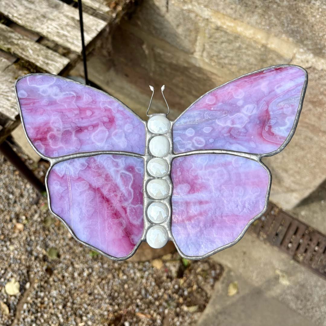 Dragonfly Glass Art Butterfly Stake (medium) - Just Makers Dragonfly Glass Art