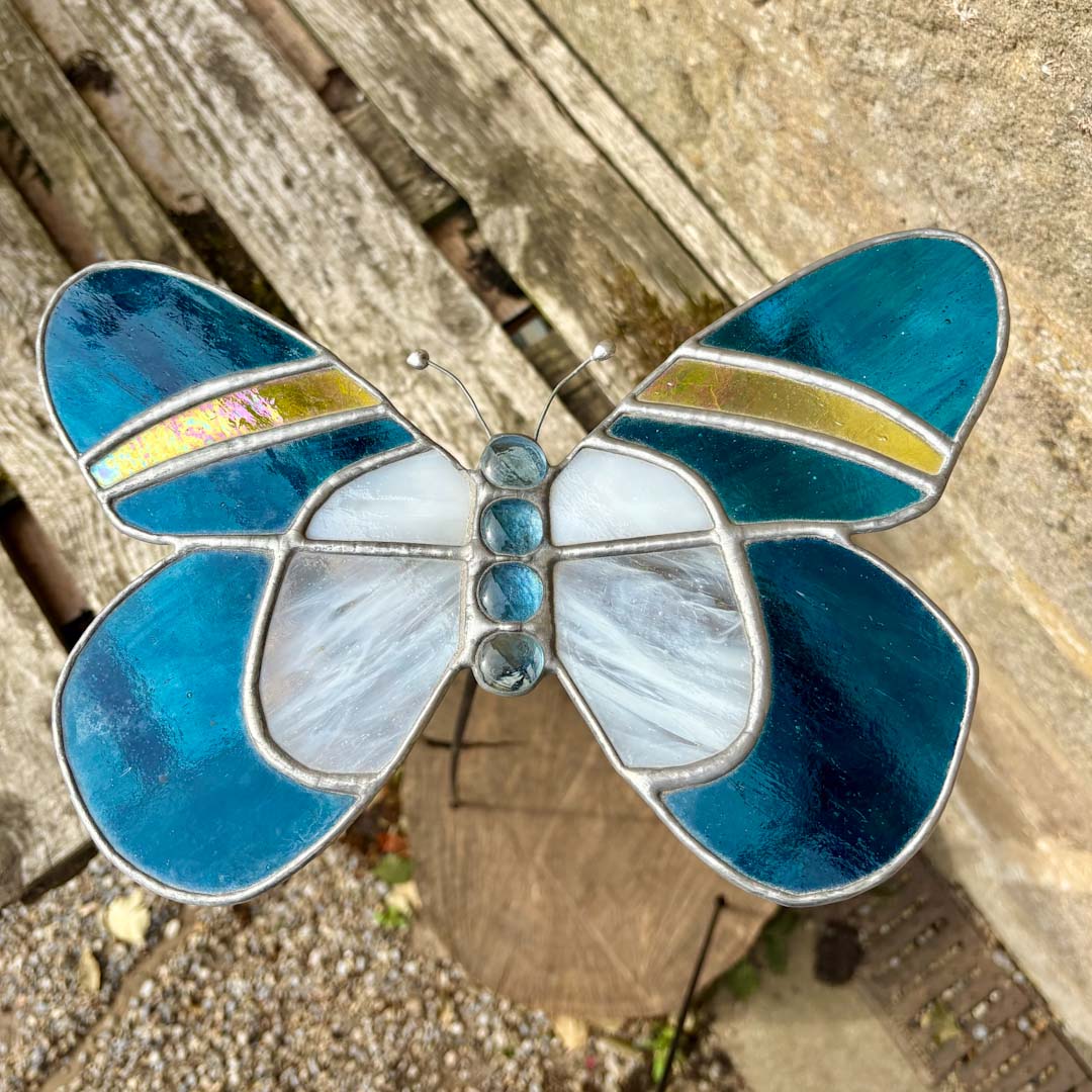 Dragonfly Glass Art Butterfly Stake (large)_Just Makers