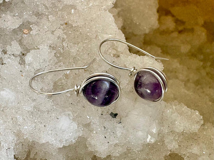 Dream Amethyst Silver Drop Earrings - Hart, Body and Soul_Just Makers