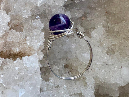 Dream Amethyst Sterling Silver Wire Wrapped Ring - Hart, Body and Soul_Just Makers