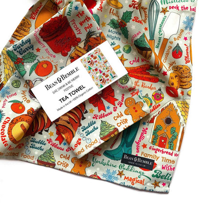 Eat, Drink, Be Merry Tea Towel - Bean and Bemble_Just Makers