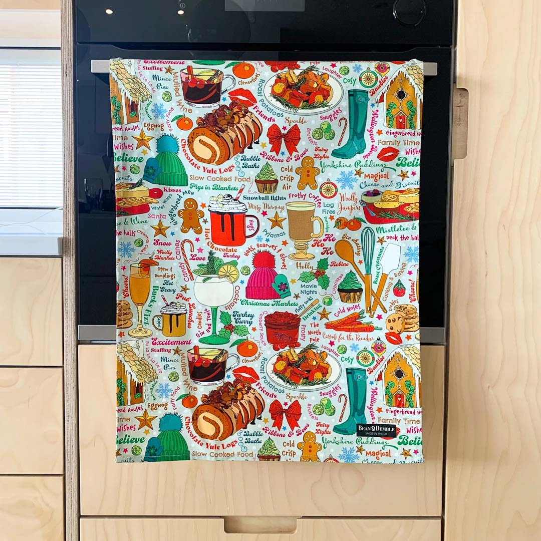 Eat, Drink, Be Merry Tea Towel - Bean and Bemble_Just Makers