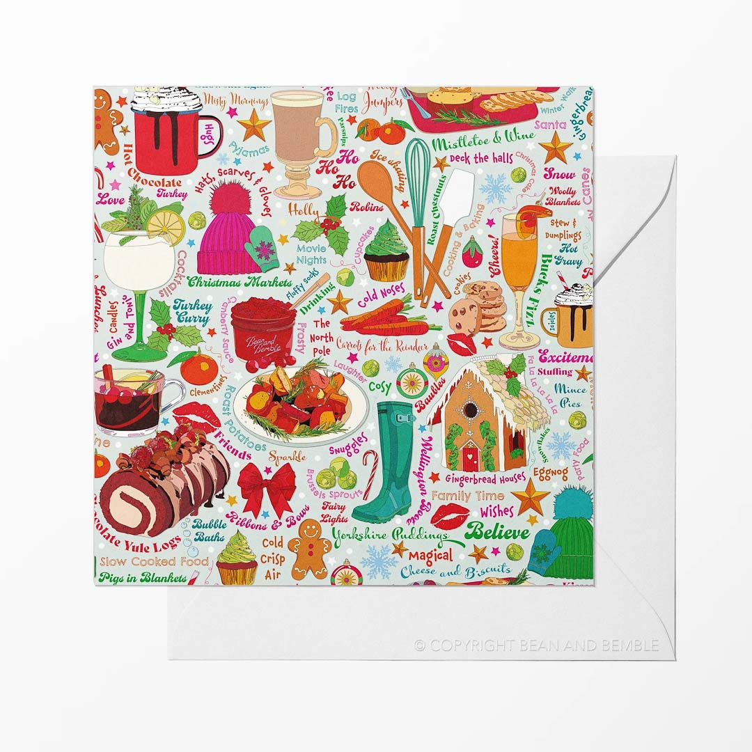 Eat, Drink and Be Merry Christmas Card - Bean and Bemble_Just Makers