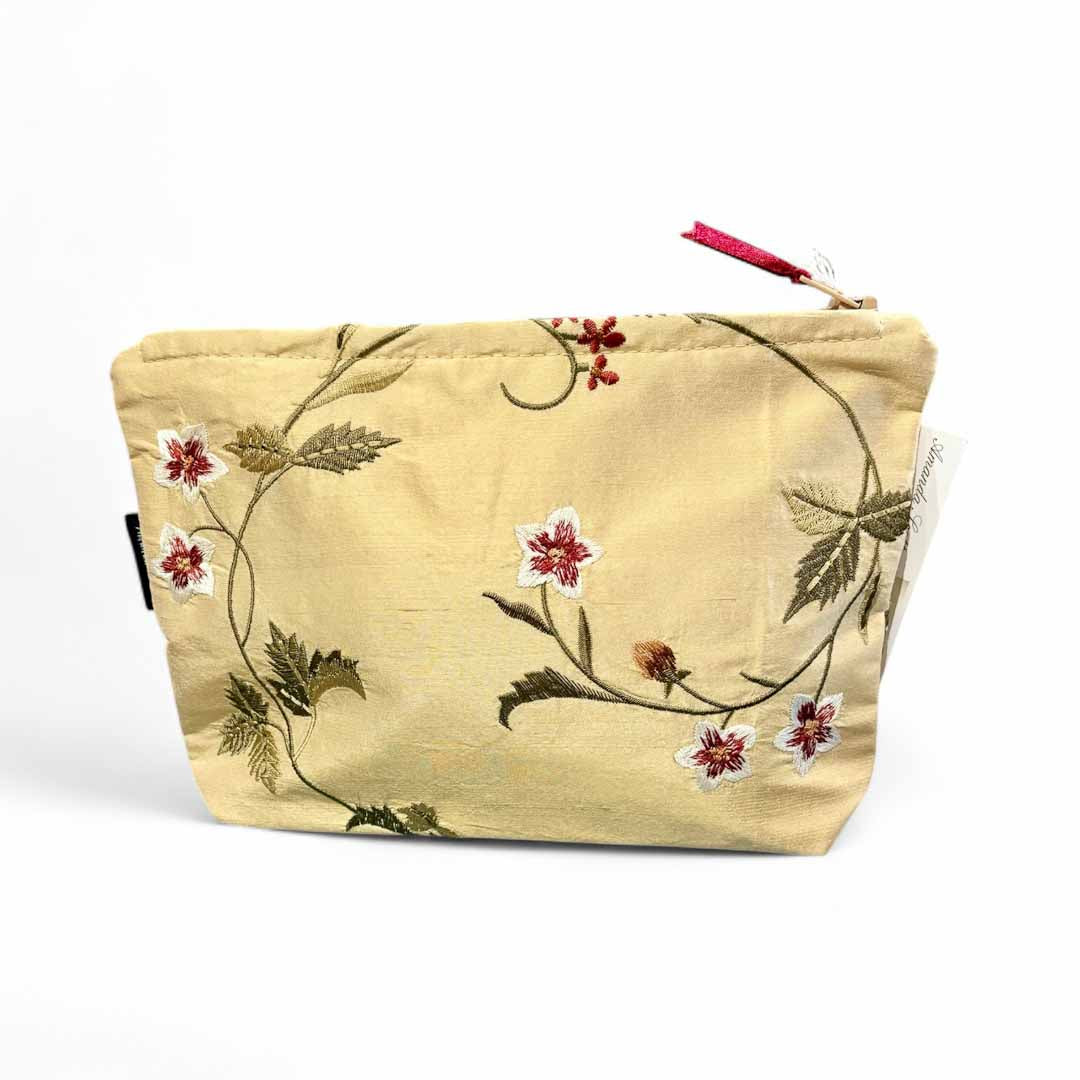Embroidered Golden Cotton Make Up Bag - Amanda Scott_Just Makers