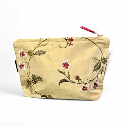 Embroidered Golden Cotton Make Up Bag - Amanda Scott_Just Makers