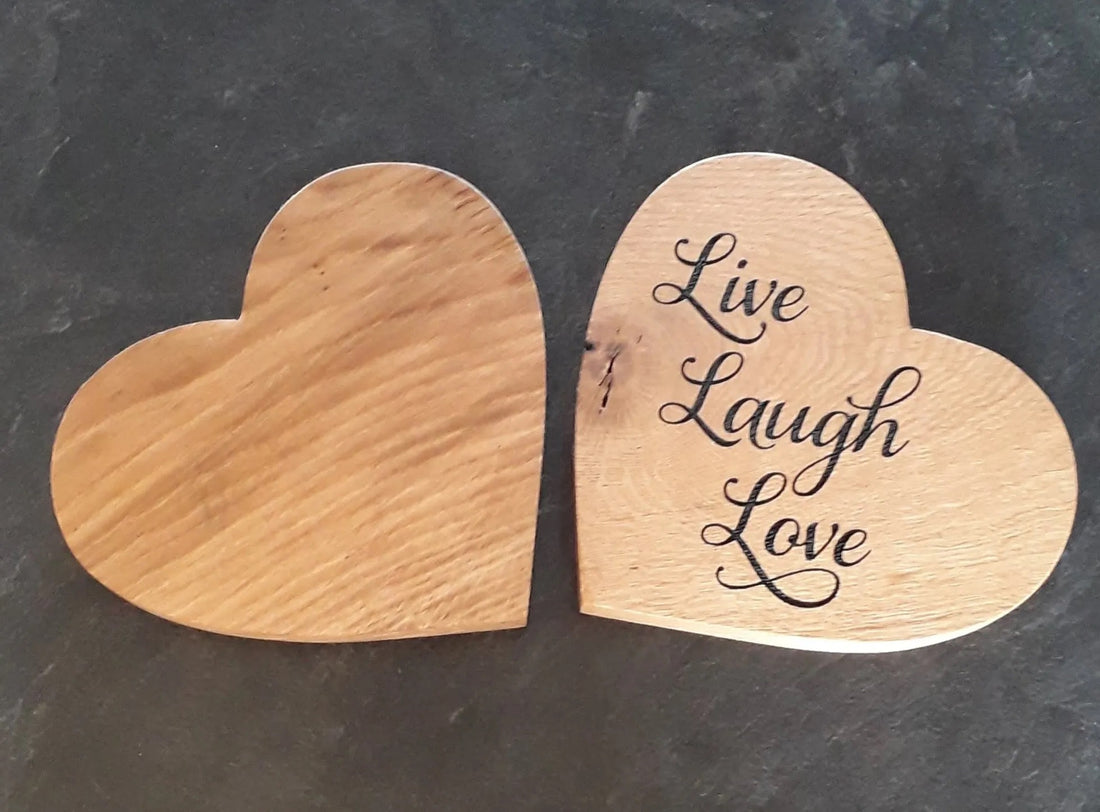 Engraved Solid Oak Heart - Wild Wood Gifts_Just Makers