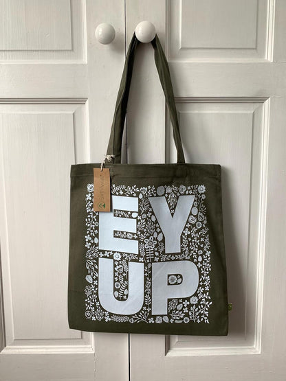 Ey Up Yorkshire Tote Bag Olive - JAM Artwork_Just Makers