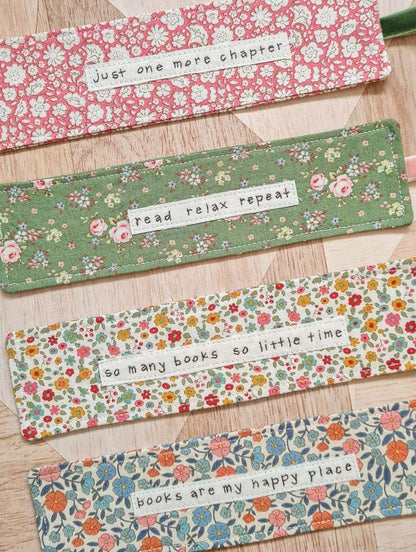 Fabric Bookmark with Embroidered Quote - Alice and Audrey_Just Makers