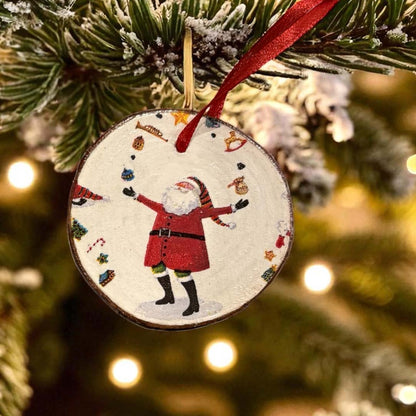 Father Christmas Small Log Decoration by Sarah Tustin_Just Makers