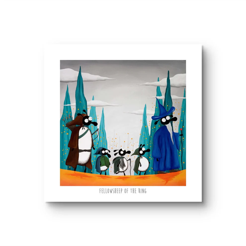 Fellowsheep of the Ring 10&quot; Print - Mervyn Tay Art_Just Makers