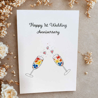 First Anniversary Champagne Glasses Card - Beverley Holgate_Just Makers