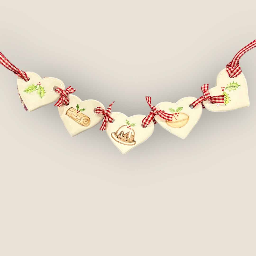 Five Heart Christmas Garland - Jamali Annay Designs_Just Makers