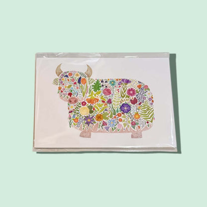 Floral Highland Cow Print - Rat Bean Kat_Just Makers
