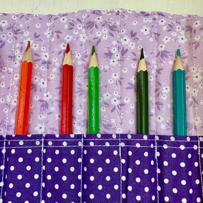 Floral Pencil Roll Purple Close Up - Made by Marianne_Just Makers
