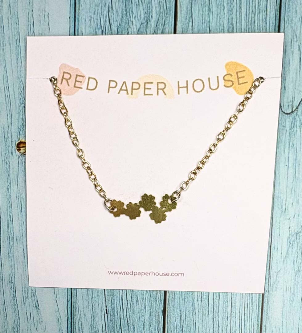 Flower Blossom Brass Necklace - Red Paper House_Just Makers