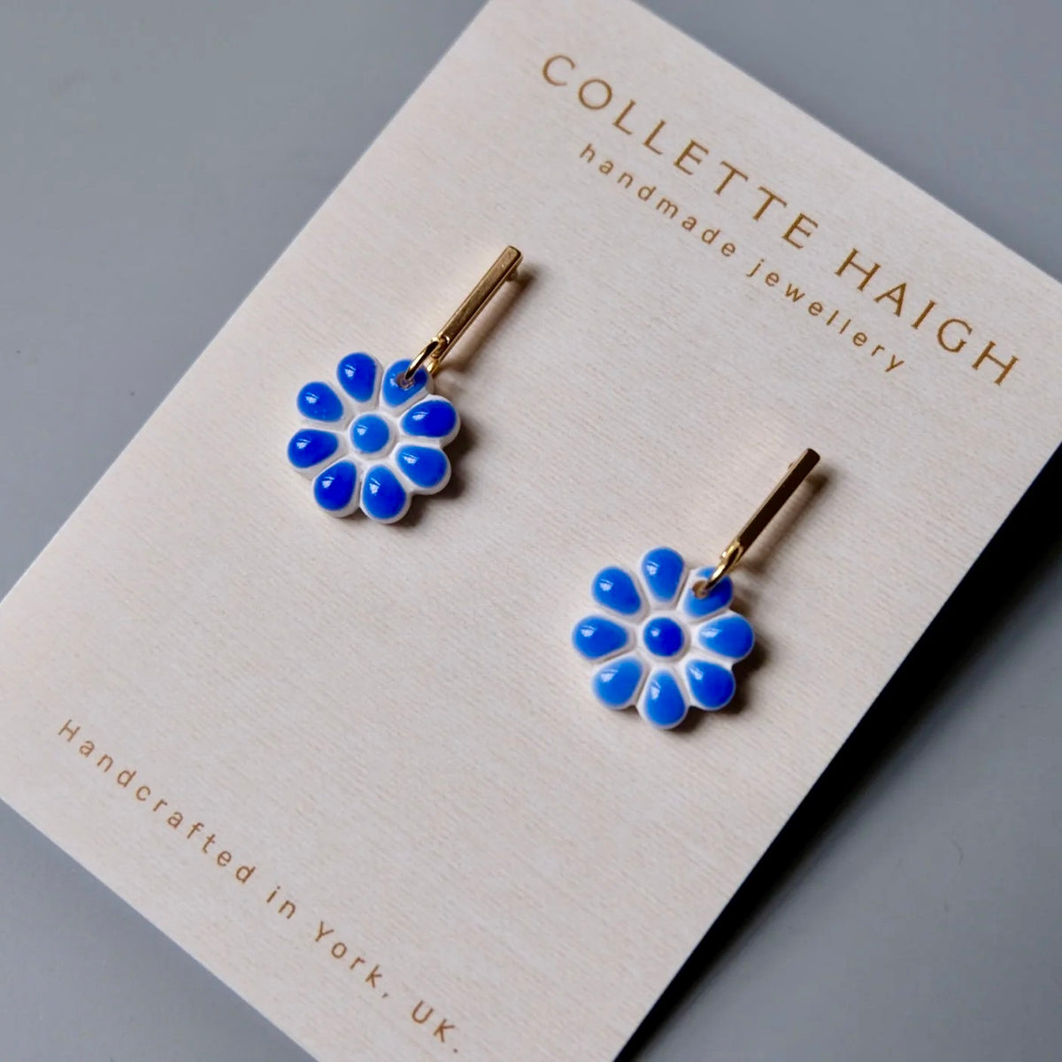 Flower Drop Earrings Blue - CH Handmade_just makers