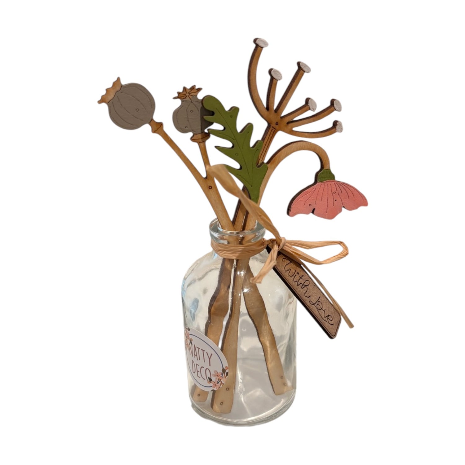 Flower and Seedhead Bouquet in a Mini Bottle - Natty Deco_Just Makers