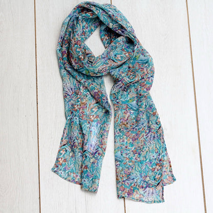 Flowers Field Chiffon Silk Scarf - Pattern Passion_Just Makers