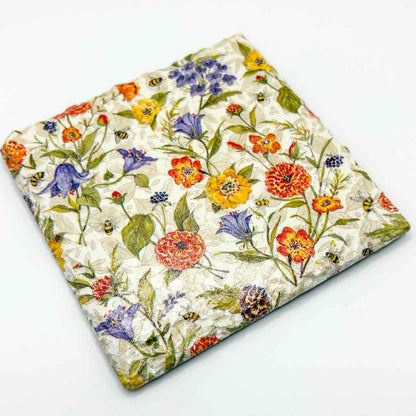 Flowers and Bees Coaster Slate - Sarah Tustin_Just Makers