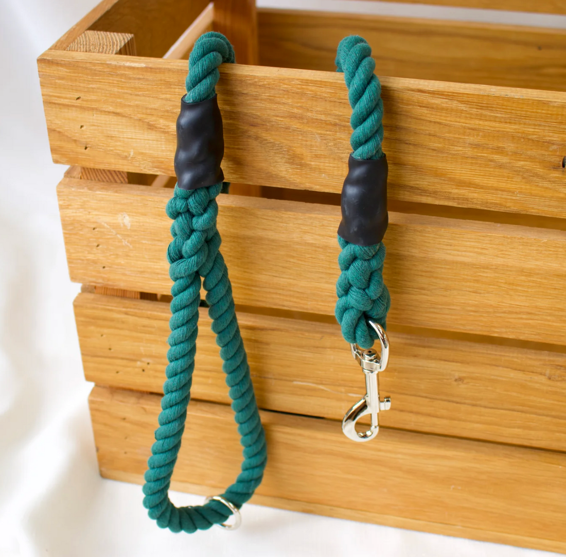 Forest Green Cotton Rope Dog Lead_Just Makers