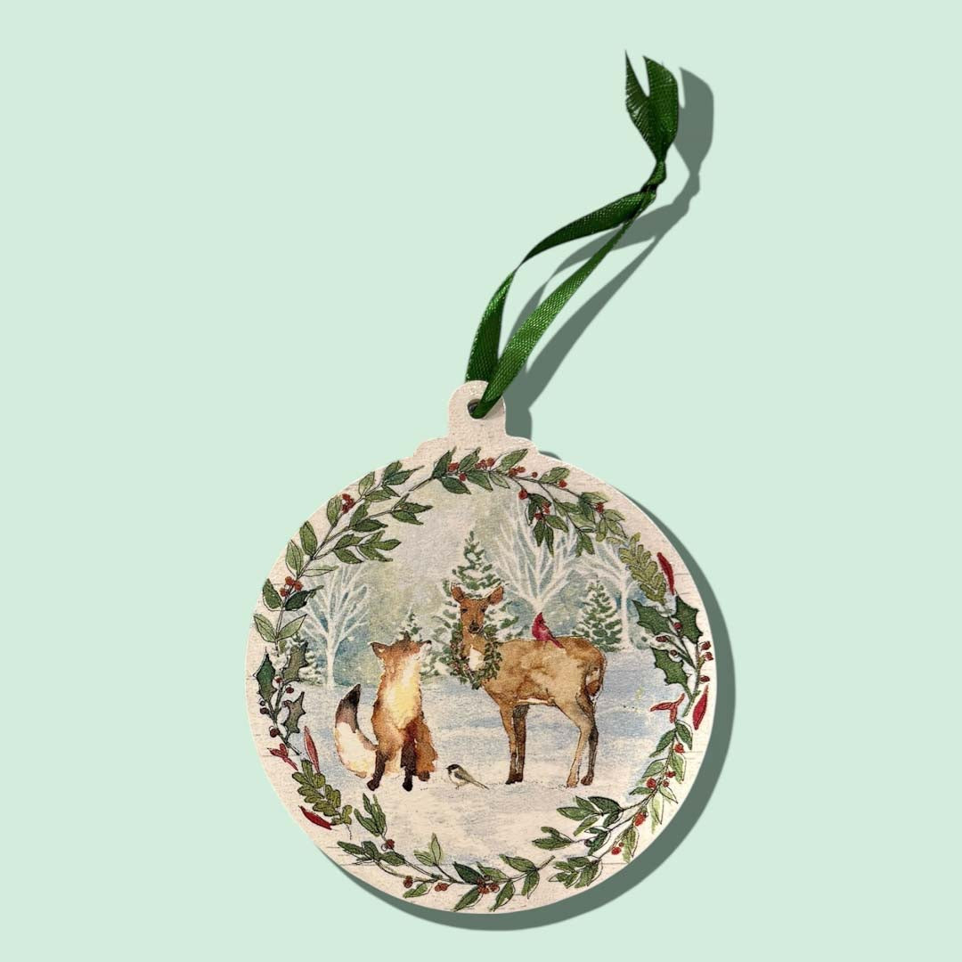 Fox and Deer Large Bauble Decoration by Sarah Tustin_Just Makers