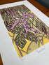 Fuchsia Unframed Linocut - Rachel Knowles_Just Makers