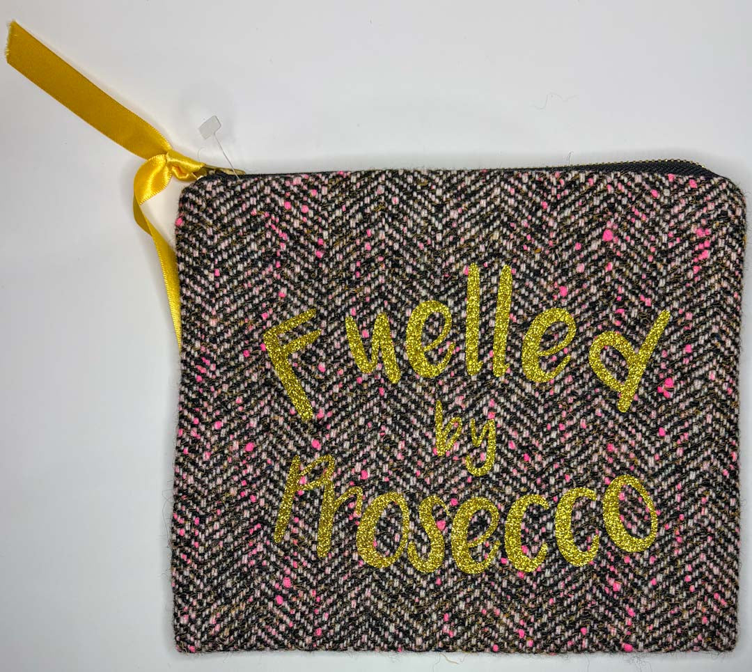 Fuelled by Prosecco Glitter Purse - Touchy Feely Textiles_Just Makers