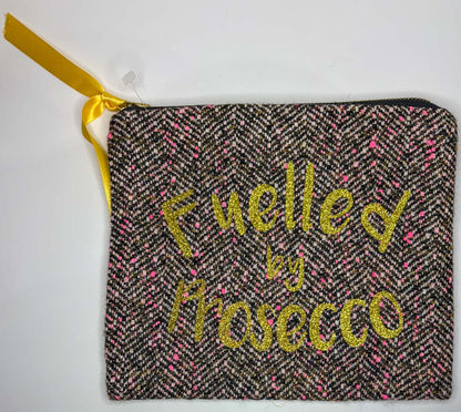 Fuelled by Prosecco Glitter Purse - Touchy Feely Textiles_Just Makers