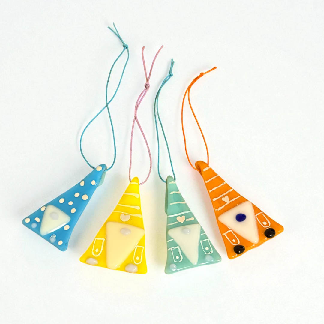 Fused Glass Christmas Gonk Decoration - Redcurrant Glass_just makers