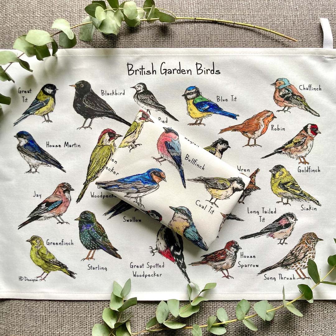 Garden Birds Tea Towel - HD Designs - Just Makers HD Designs