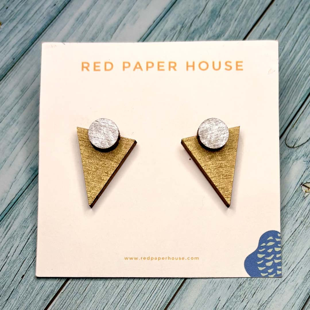 Geometric Triangle Stud Earrings - Red Paper House_Just Makers