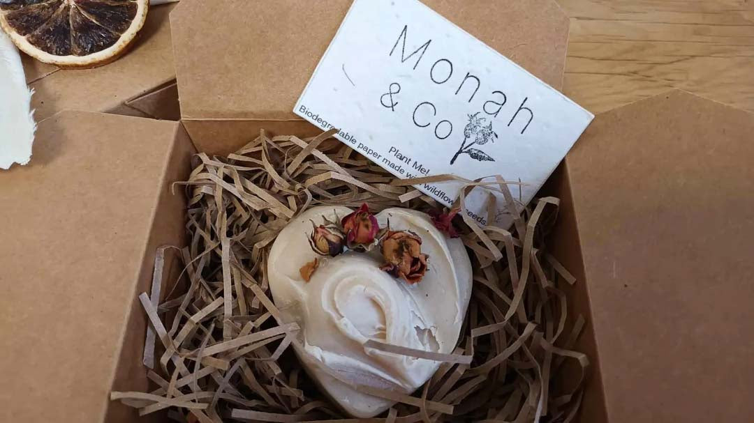 Gift Box with Handmade Heart Rose Geranium Soap - Monah and Co_Just Makers