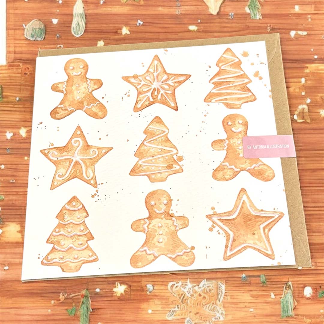 Gingerbread Christmas Card by Antonia Illustration_Just Makers