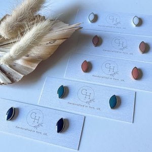 Gold Trim Diamond Studs - CH Handmade_Just Makers