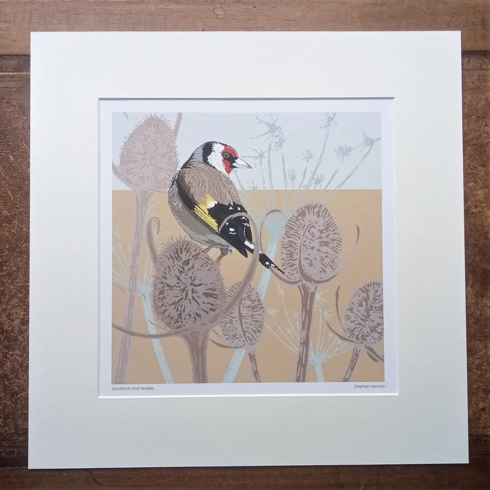 Goldfinch and teasels print by Umbellifer_just makers