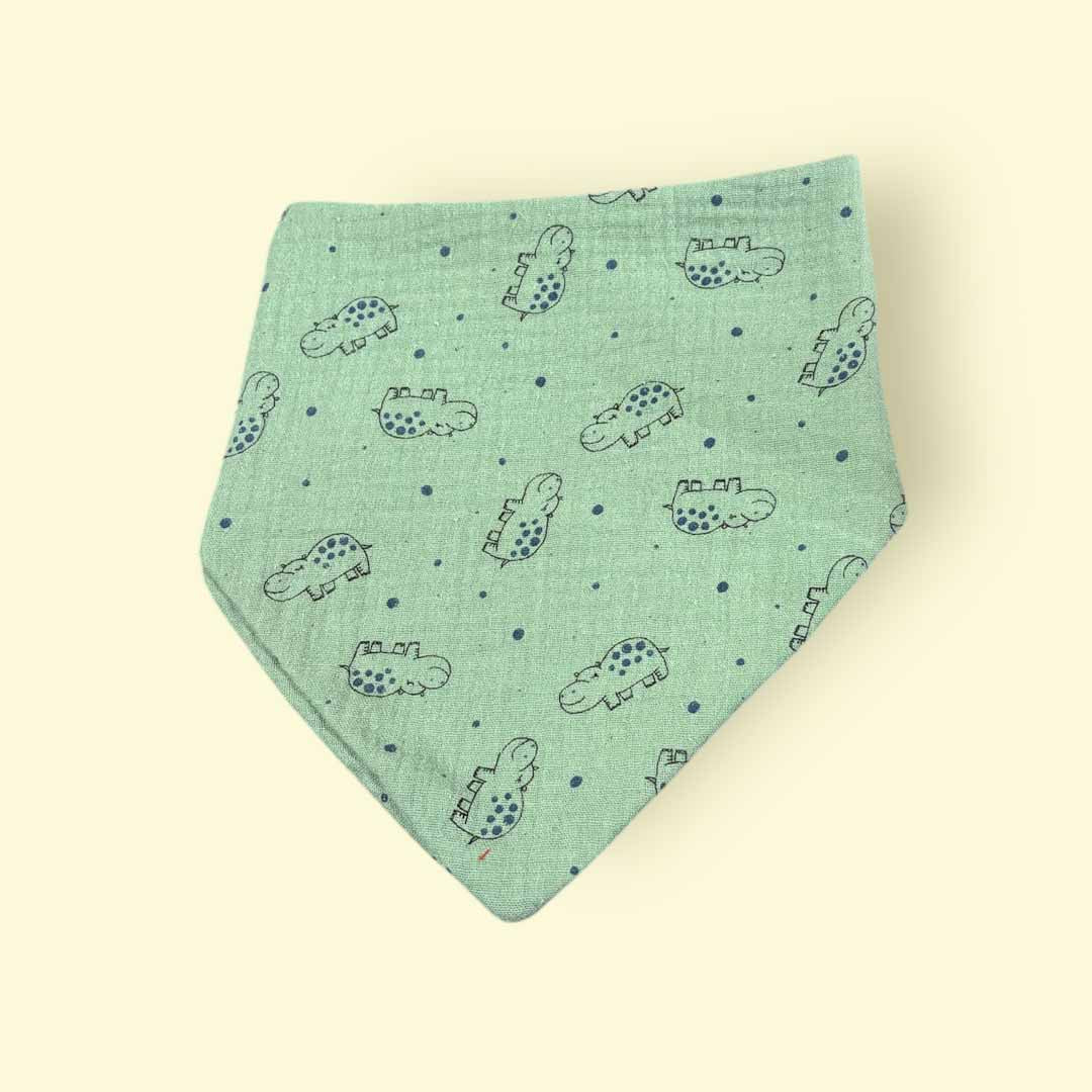 Green Hippo Dribble Bib - Jumplings Clothes_Just Makers